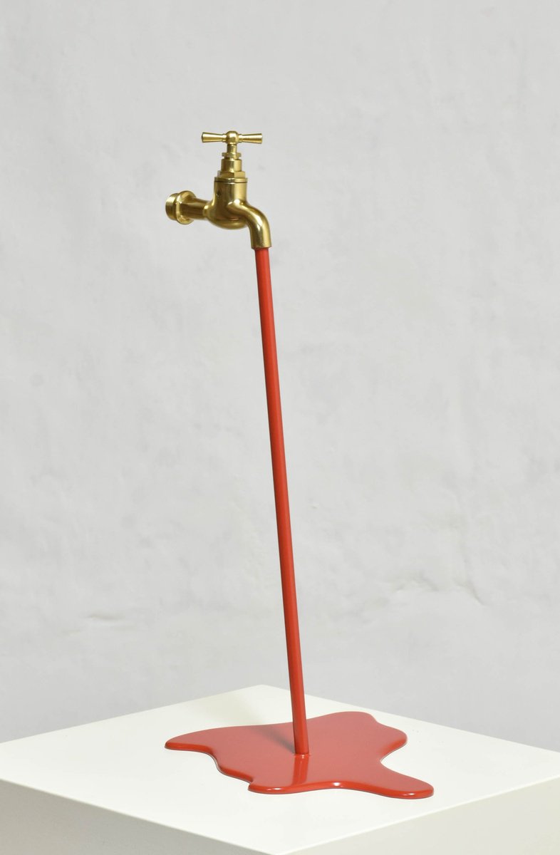 Urban And Pop Still Life Sculpture By Yannick Bouillault, 9 X 18", Le Liquide Rouge Ii, Original Artwork