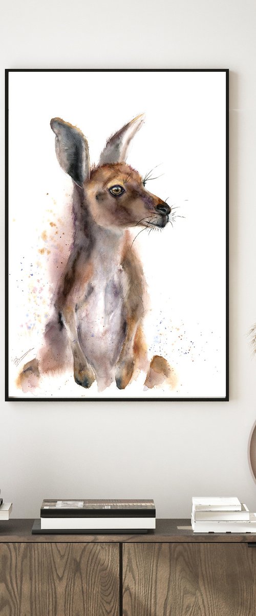 Kangaroo - Original Watercolor Painting by Olga Tchefranov (Shefranov)