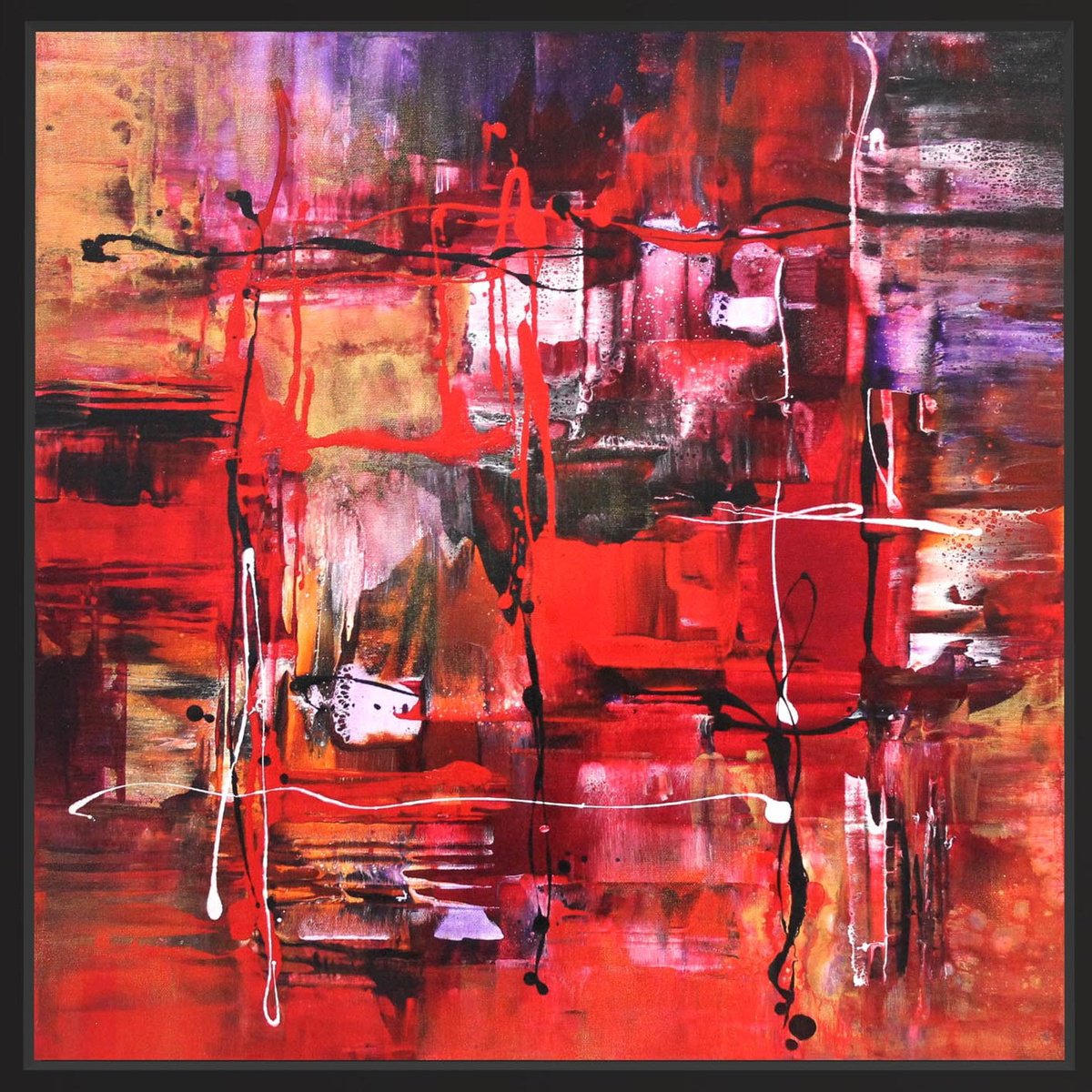 Expressive Abstract Acrylic Painting By Paresh Nrshinga Frsa, 28 X 28", Chasing Echoes Iii, Original Artwork