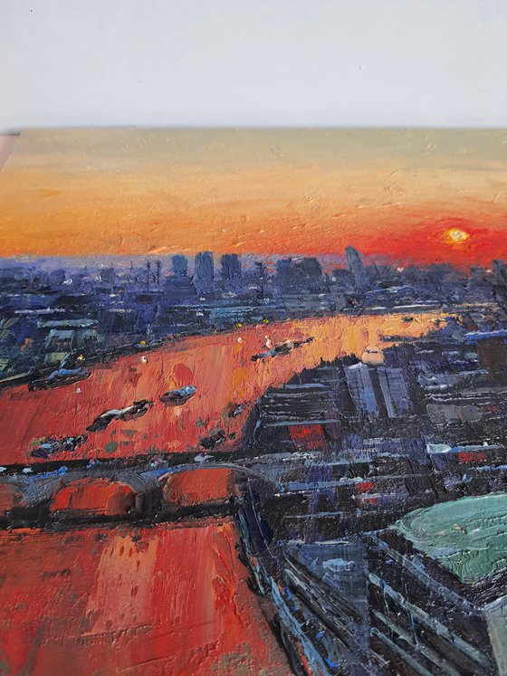 View of London at sunset