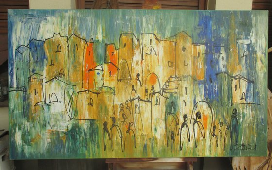 mediterrian citylife xl Acrylpainting 31,4 x 55,2 inch