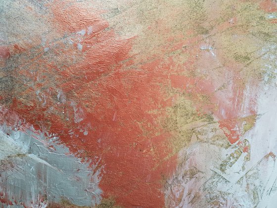 Trought the frozen window  - silver, golden, copper abstract