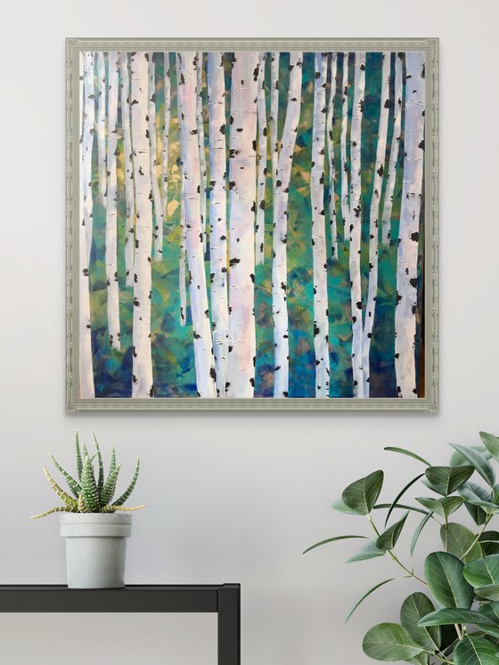 Contemporary birch forest