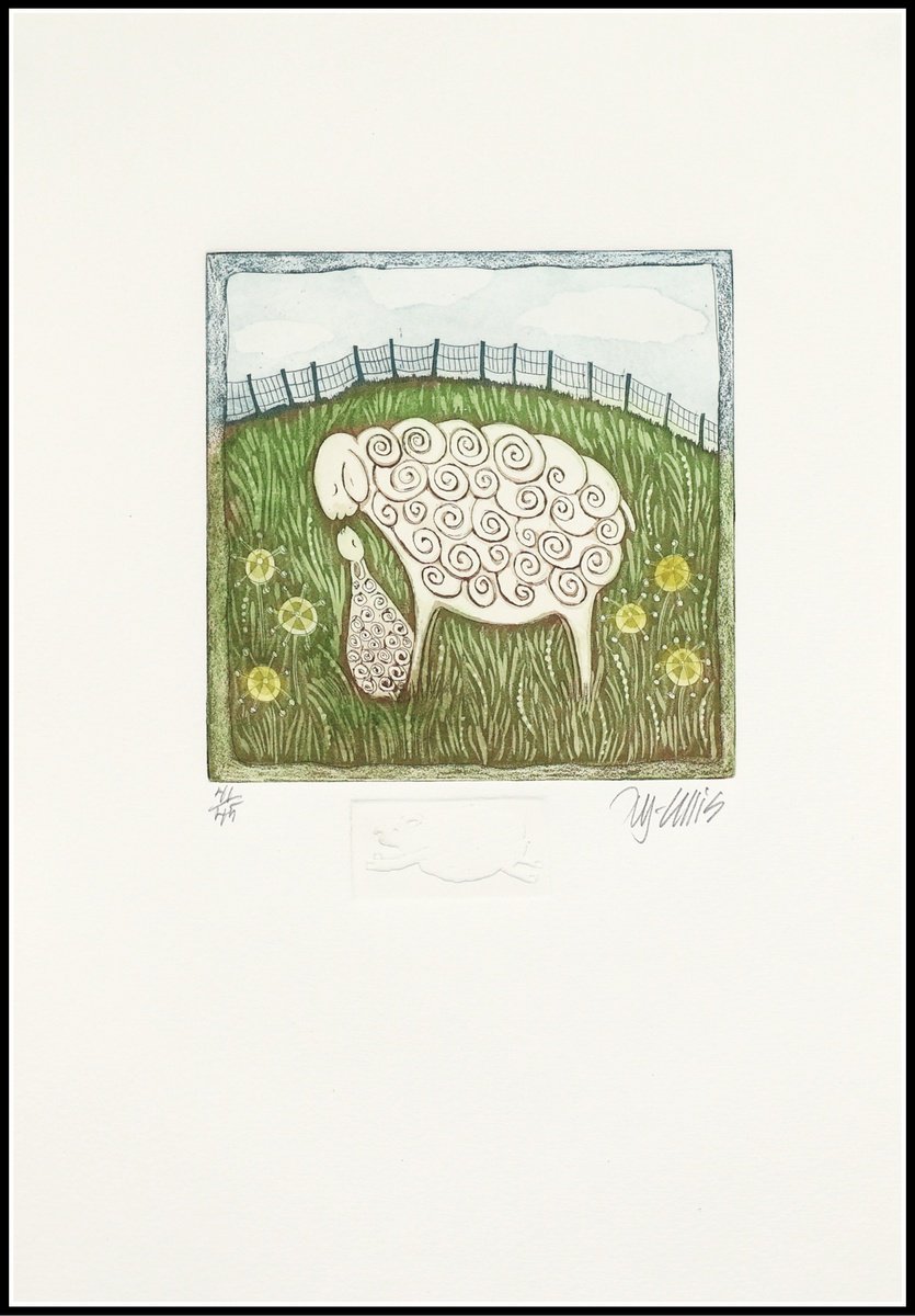 Illustrative Animal Etchings & Engravings By Mariann Johansen-Ellis, 10 X 14", The Little Lamb, Original Artwork