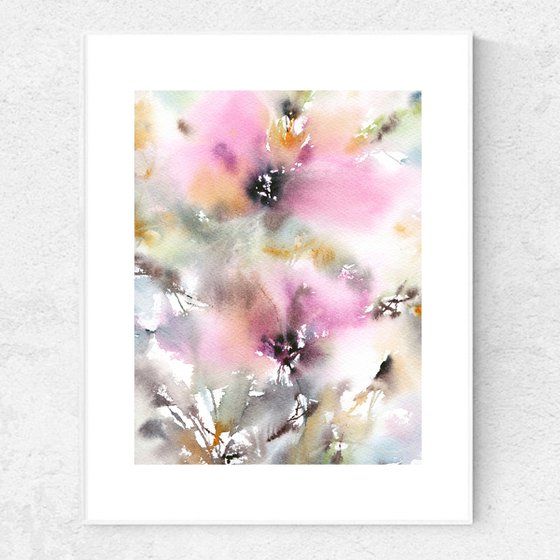 Pastel color floral painting Flower secret