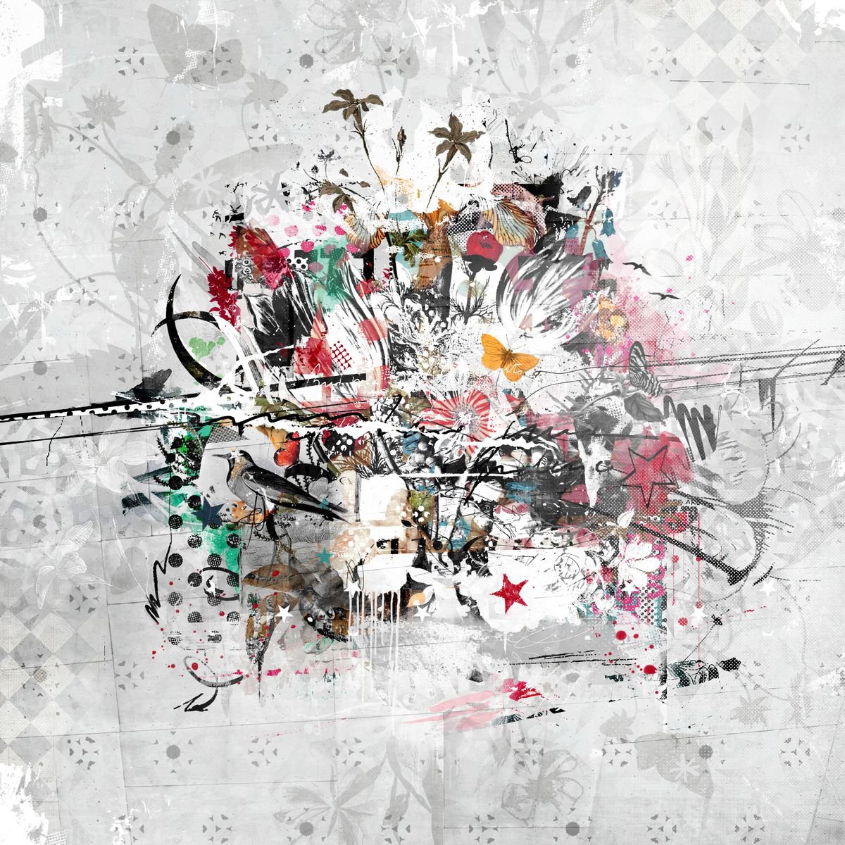 Botanical Painting By Teis Albers, 39 X 39", Highway Dust, Original Artwork