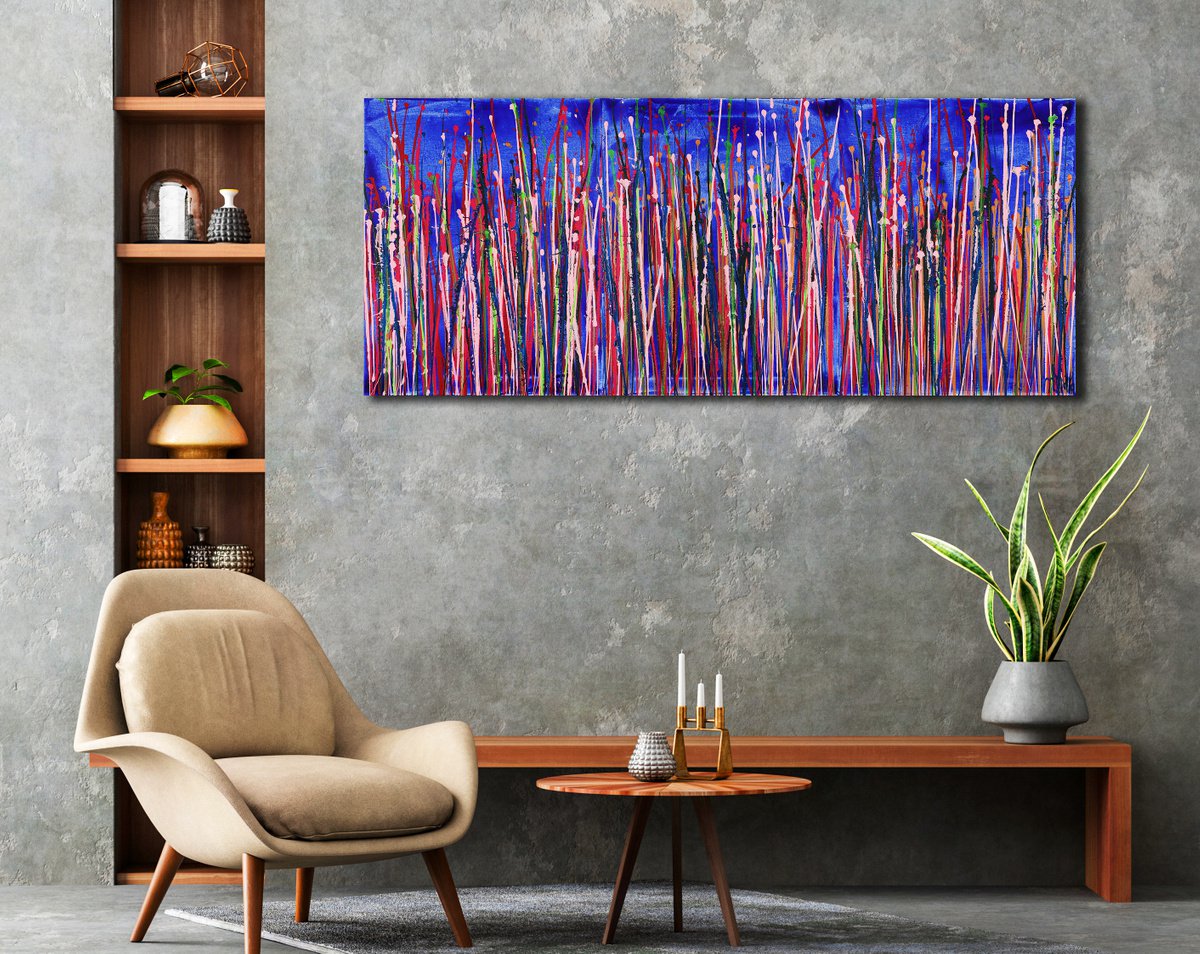 Color Blast (Over Blue) By Nestor Toro, 48 X 20, Artwork For Sale On Artfinder