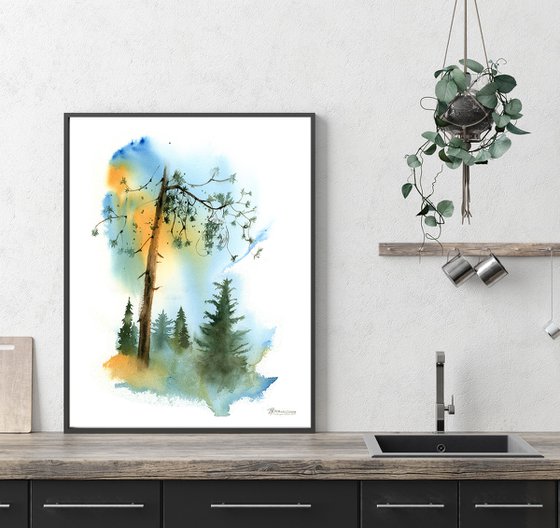 Coniferous forest landscape sketch