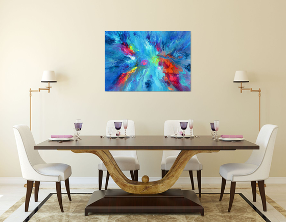 40X30'' FREE SHIPPING - Perfect Harmony XX - Large Ready to Hang Abstract Painting - XXXL Huge Colourful Modern Abstract Big Painting, Large Colorful Painting - Ready to Hang, Hotel and Restaurant Wall Decoration