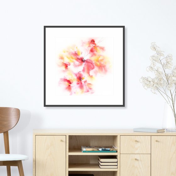 Red abstract flowers