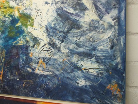big blue sky abstract - informel painting xl 39x39 inch