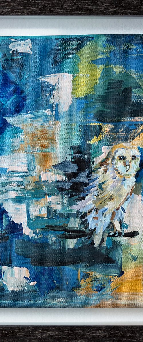 Owl on abstraction background by Delnara El