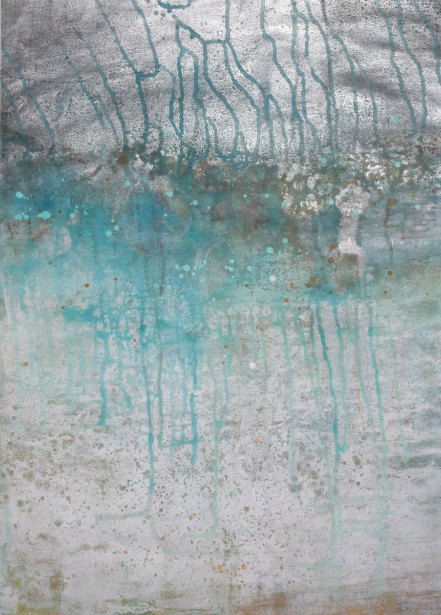 Abstract Acrylic Painting By Laura Spring, 16 X 22", April Storms, Original Artwork