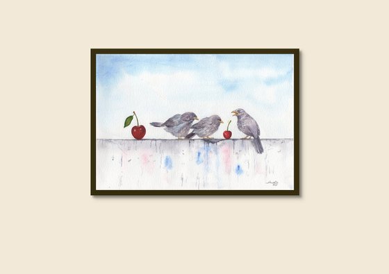 Babbler birds and the two cherries