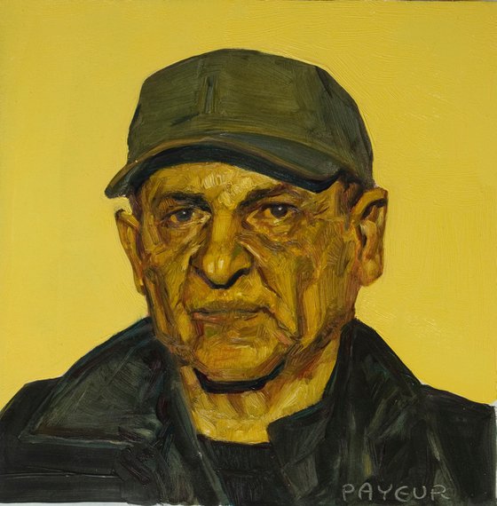 modern pop portrait of a man in yellow