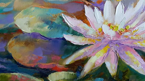 Waterlilies Pond - large Original oil Painting on Canvas