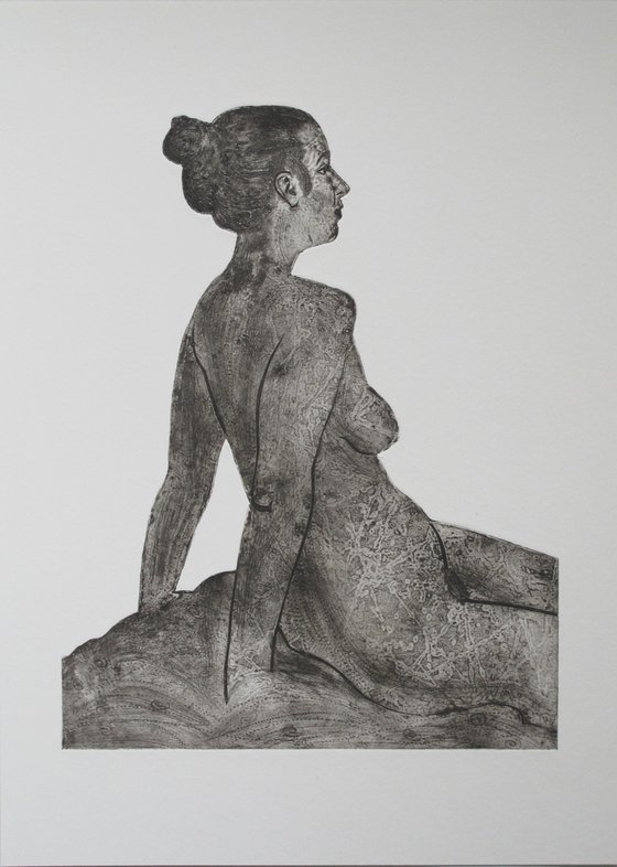 Seated female nude revisited black