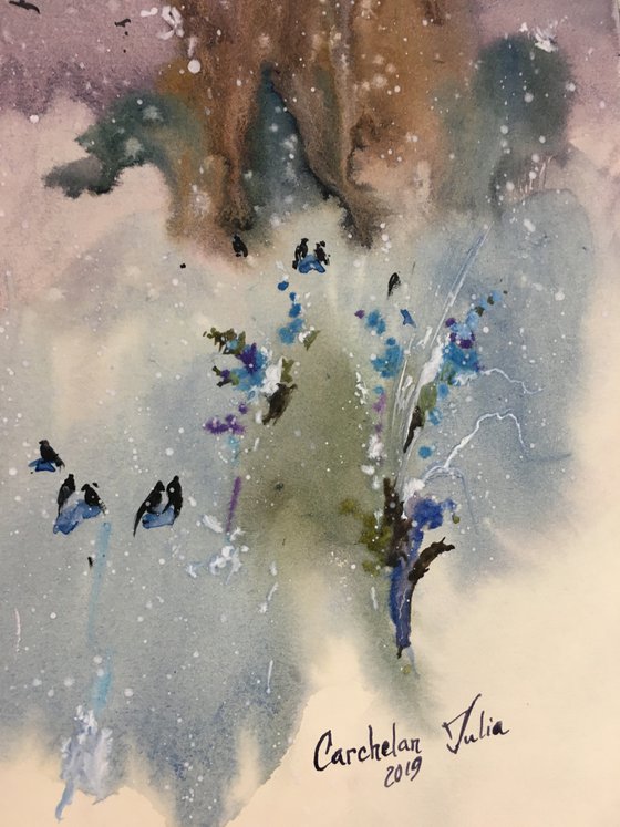 Watercolor “Winter childhood games” perfect gift