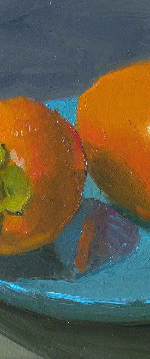 Small Painting - Pair of Persimmons! - Kitchen Decor, Home Decor by Nithya Swaminathan