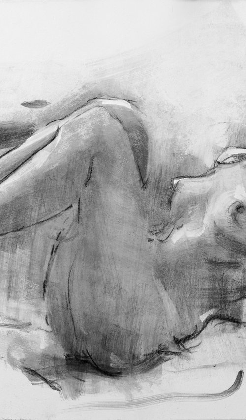 Charcoal drawing on paper "Nude" by Eugene Segal