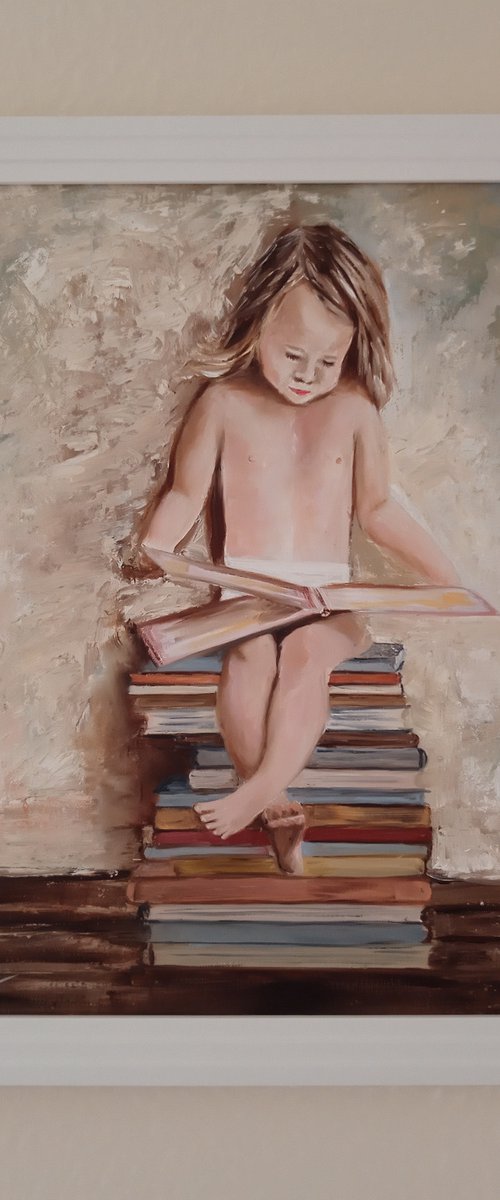 Little Girl with a Book by Ira Whittaker