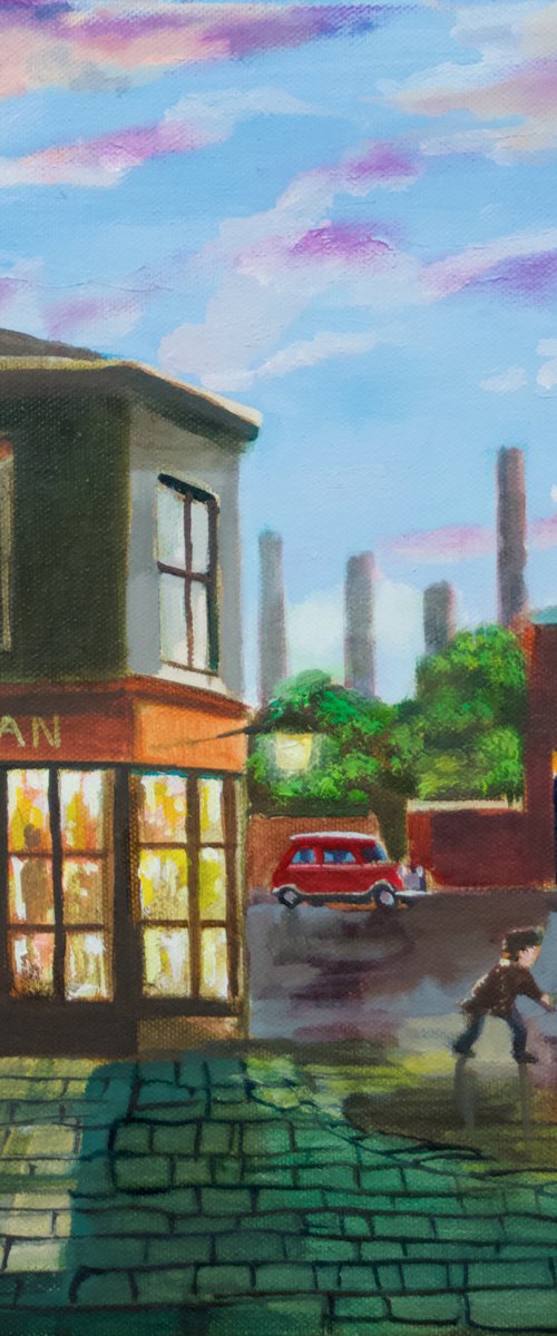 Street football painting by Gordon Bruce