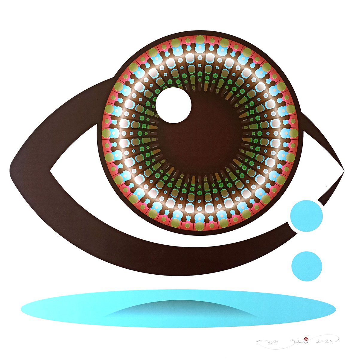 Graphic Abstract Giclee Print By Gokhan Okur, 28 X 28, My Eyes 07, Original Artwork