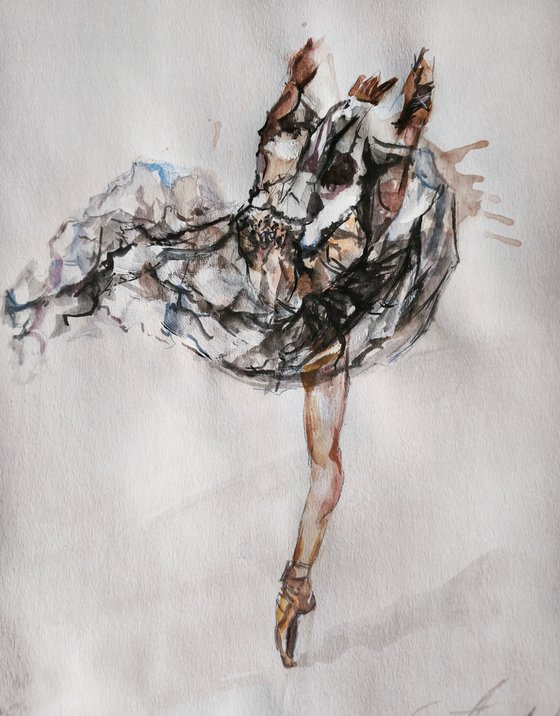 Ballerina watercolor drawing