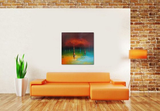 Sea decor, Abstract Oil Painting on Canvas