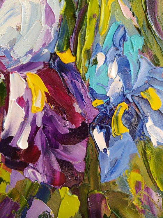 Irises - flowers, oil painting, irises flowers, gift idea