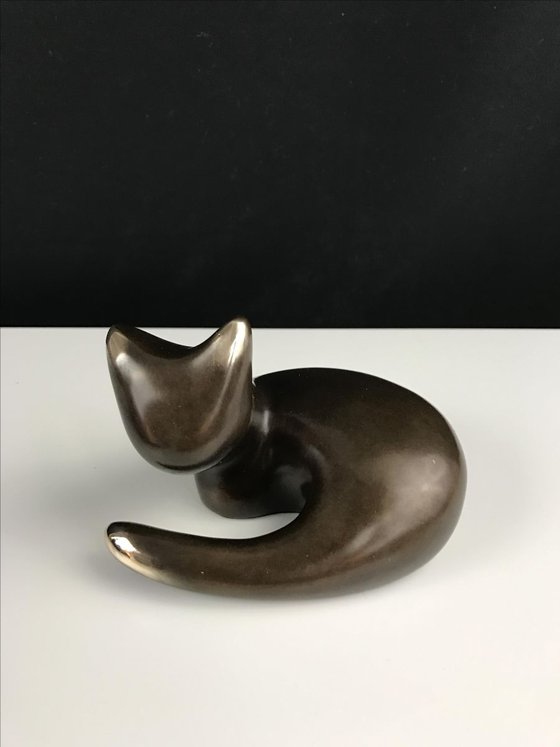 Solid Bronze sculpture of a family of two, three, four, five, six and cat   14" / 35cm