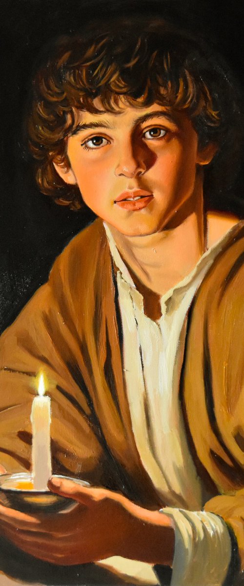 A boy with a candle by Serghei Ghetiu