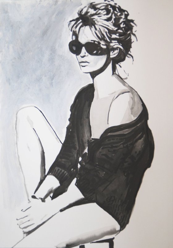 Girl with sunglasses #10 / 50  X 35 cm