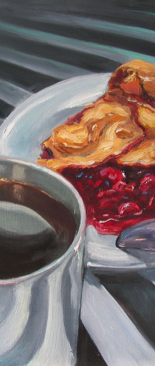 Damn Nice Coffee and Cherry pie by Irina Sergeyeva