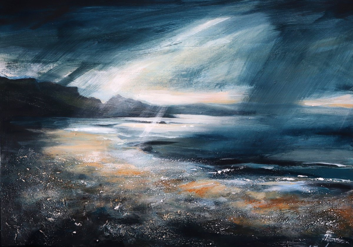 Impressionistic Landscape Acrylic Painting By Ian Macphie, 24 X 17, An Corran Beach, Original Artwork