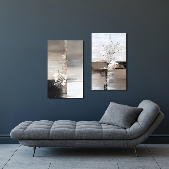 Set Beige Grey gold abstract