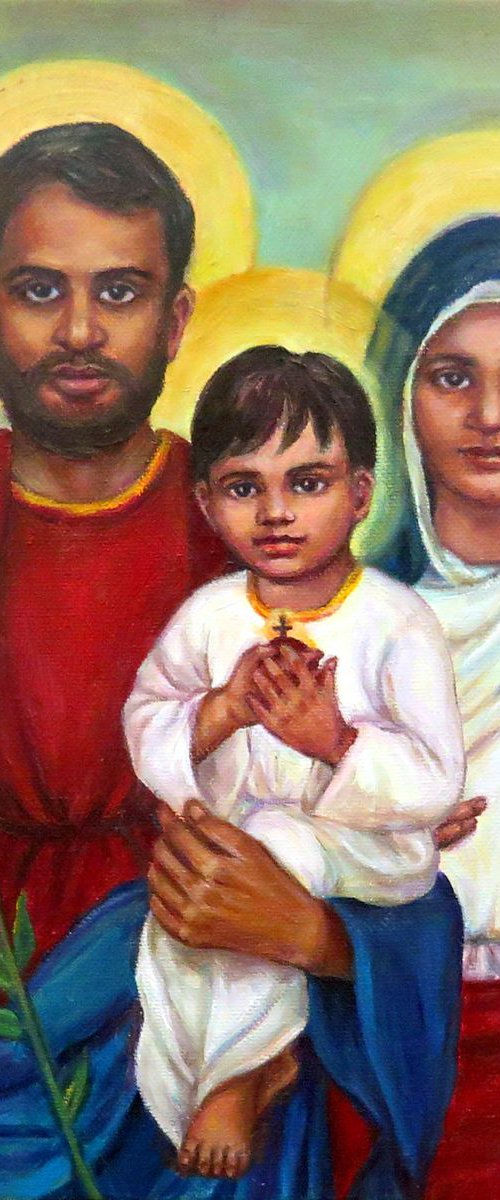 Commission Portrait of Holy Family by QI Debrah
