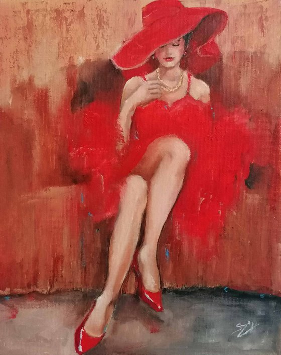 Woman with red hat