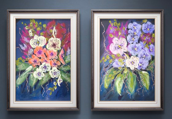 Wild orchids Set of 2 Pastel