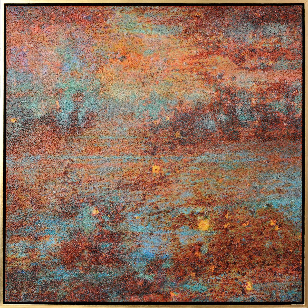 Abstract Painting By Karin Vermeer, 41 X 41", Rusted Orange And Brown, Original Artwork