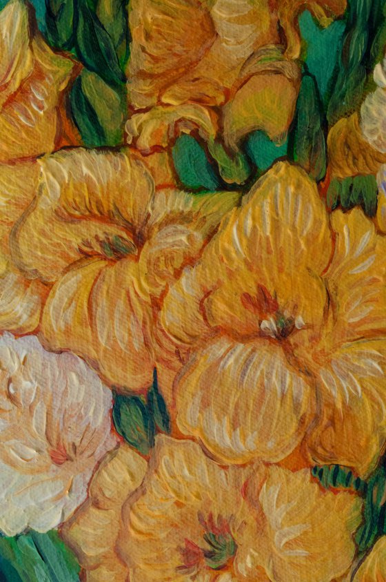 Gladioli in a Green Vase