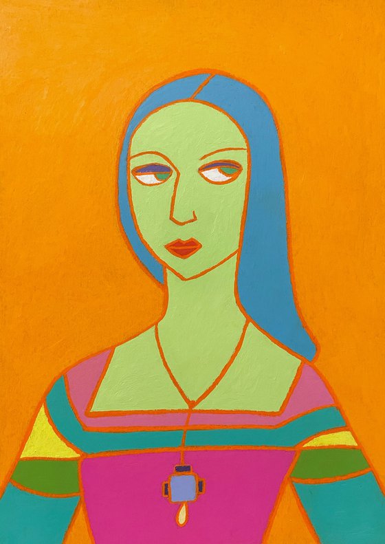 Naive Pop Art Renaissance woman portrait #4