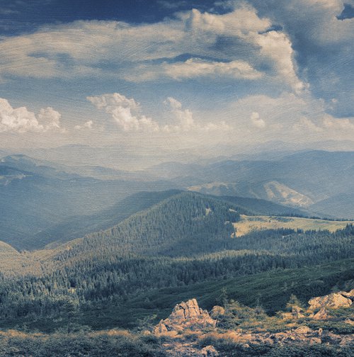 White clouds wander over the horizon. by Valerix