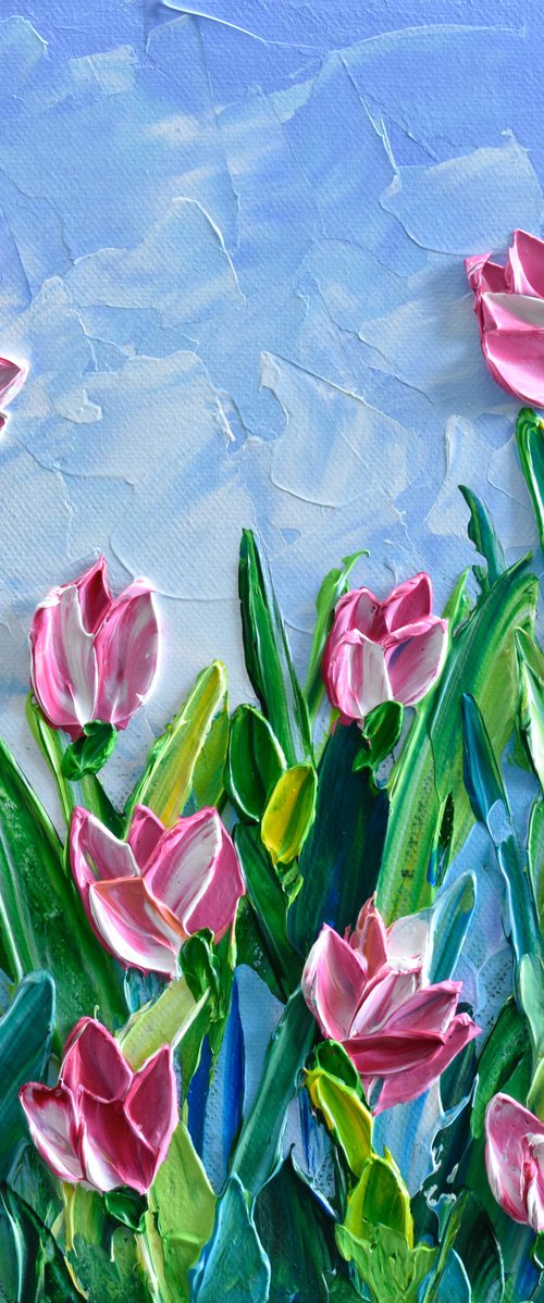 Tulips Garden - Impasto Flowers by Olga Tkachyk