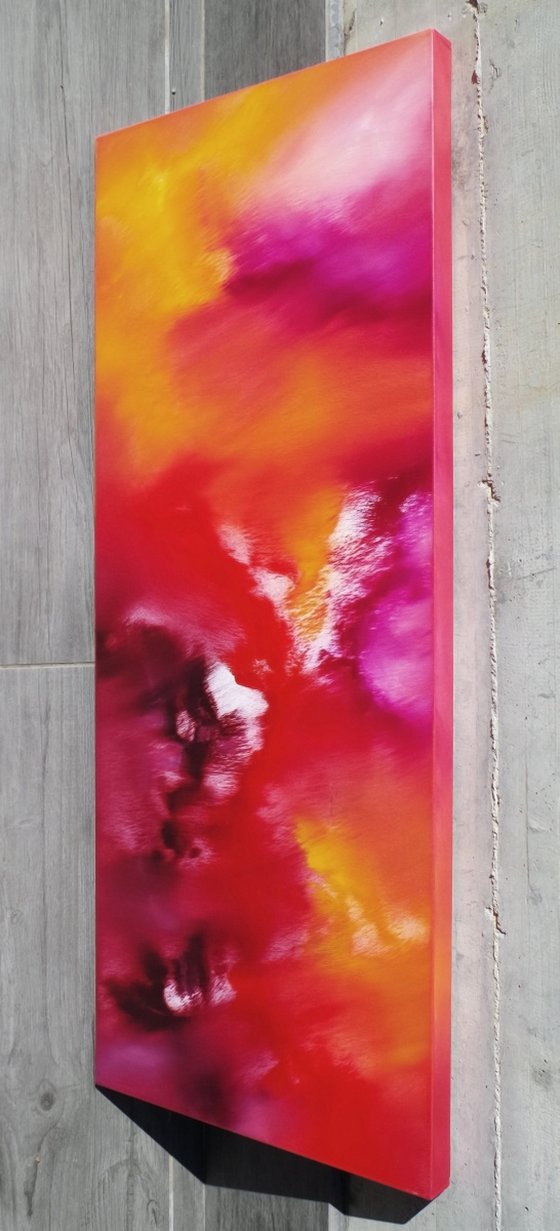 Le vie della seta, 40x100 cm, Deep edge, LARGE XL, Original abstract painting, oil on canvas