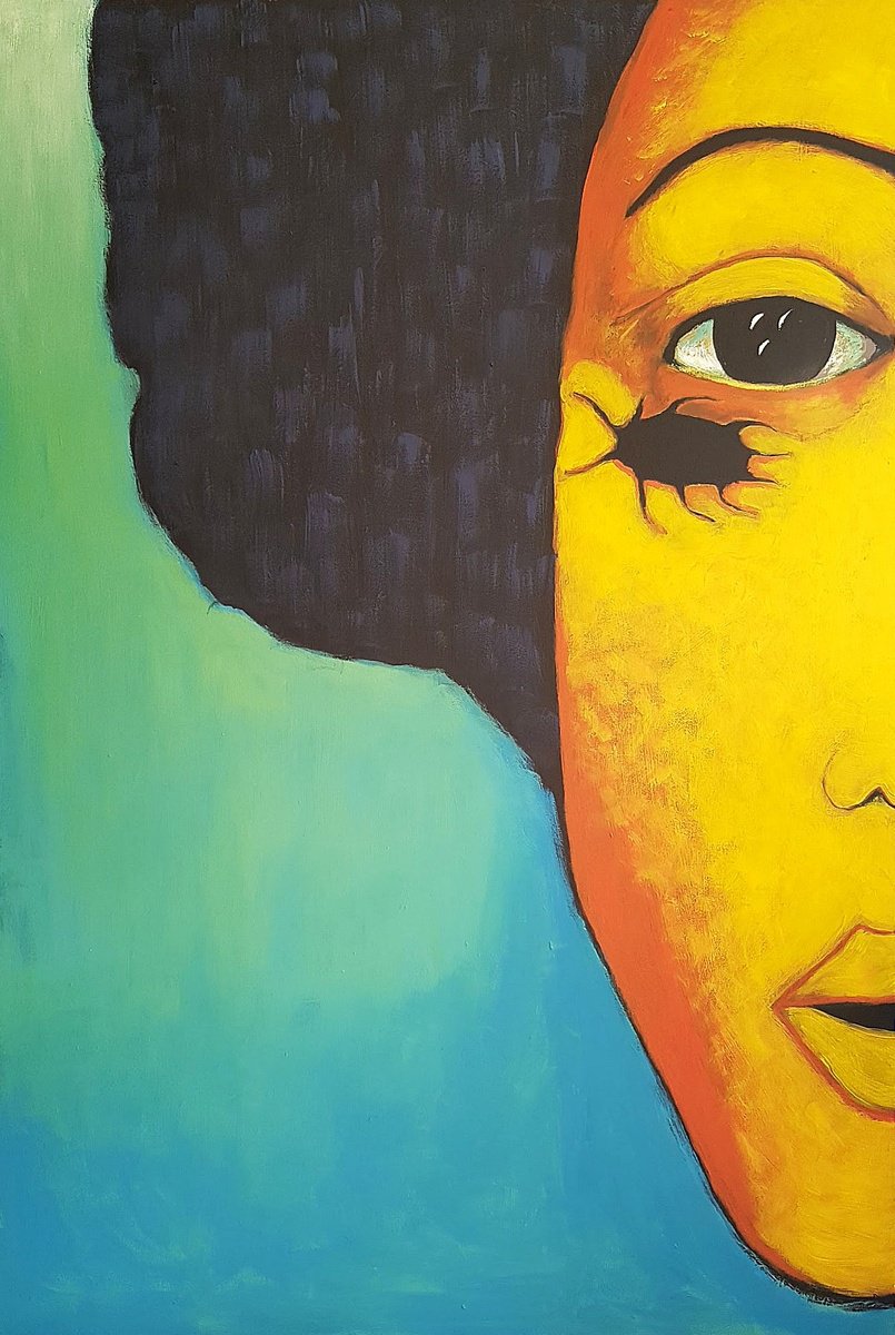 Impressionistic Portrait Acrylic Painting By Zhana Viel, 39 X 59", Vrees Iii (100 X 150 X 0.1 Cm), Original Artwork