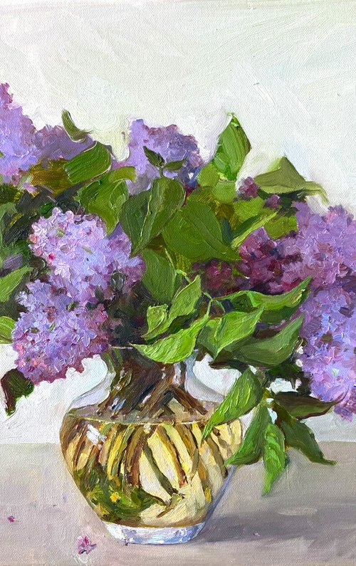 Oil Painting Still life with Lilac by Evgeniia Mekhova