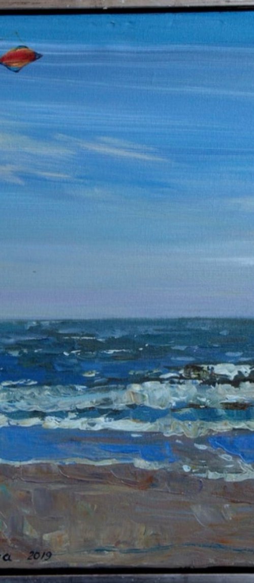 Triptych " Blåvand" Boy with a kite. . by Nadezda Stupina