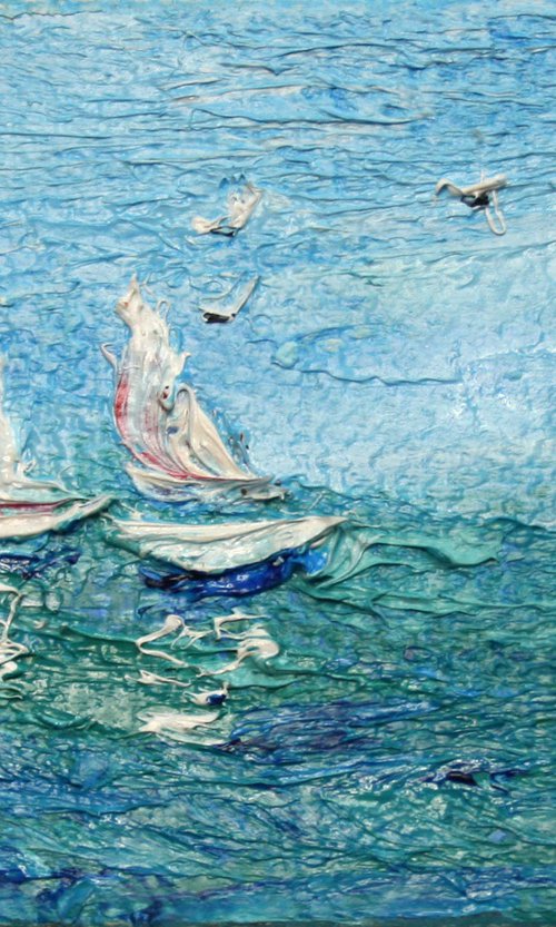 REGATTA , 3x2.2"  / ORIGINAL OIL PAINTING by Salana Art