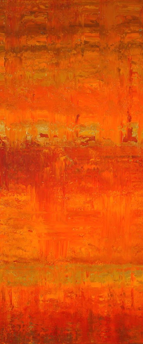 Primitive Abstract Gold, Orange Panel by Robert Lynn